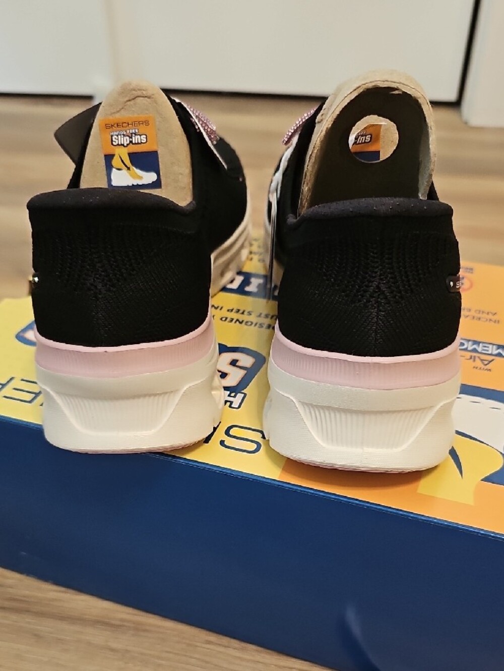 Skechers Black Knit Slip-Ons with Pink Beaded Laces - Picture 3 of 6